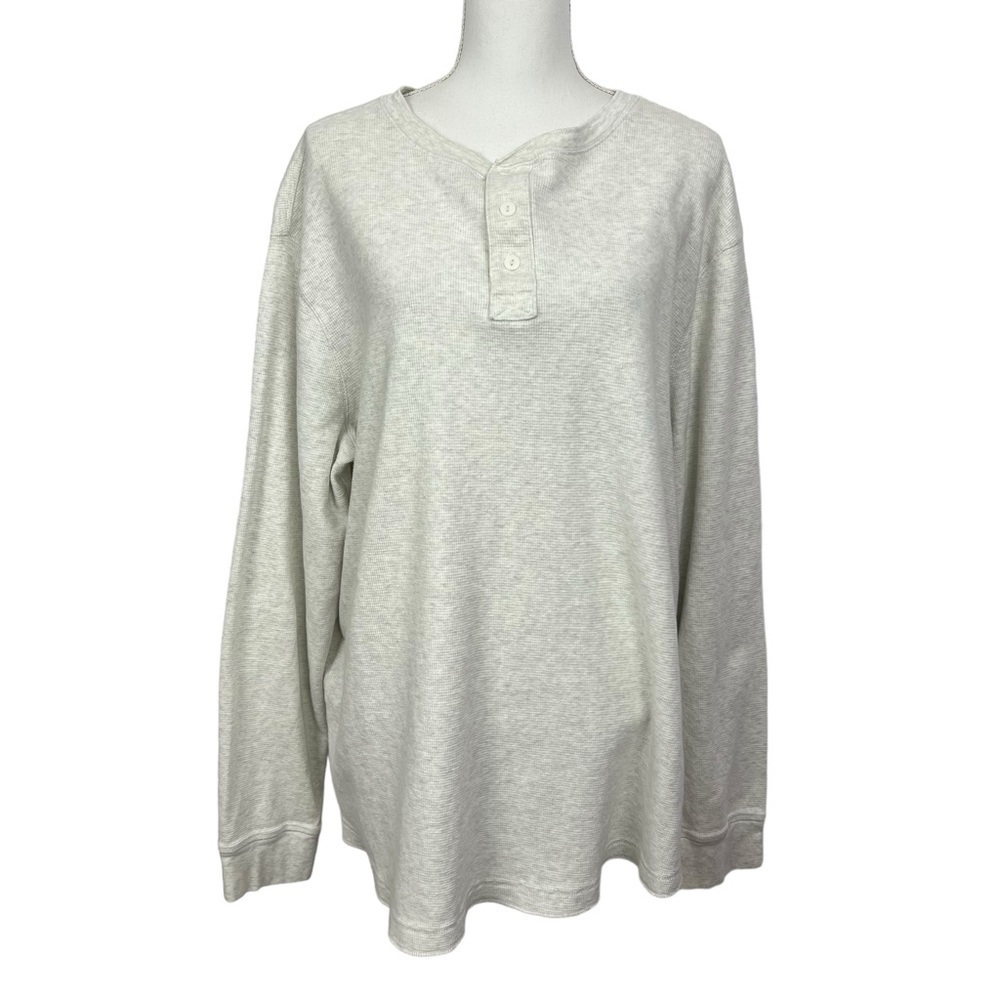 Sonoma Women’s Pullover Thermal Waffle Top Sz XXL Cream Color Stretch 3 Button